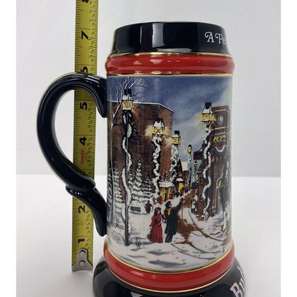 VINTAGE 1992 Budweiser Holiday Beer Stein Mug "A Perfect Christmas" Clydesdales - Picture 10 of 11